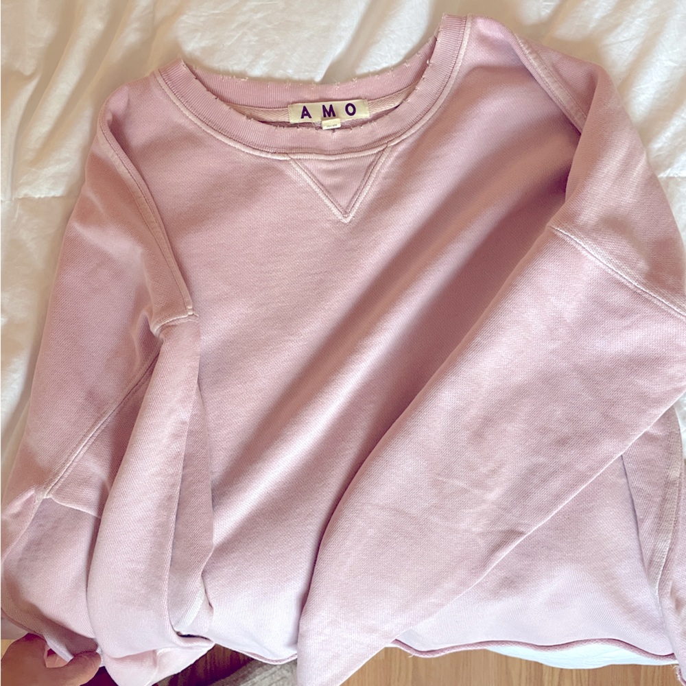 Amo Denim Rose Gold French Terry lovebird crew and shirt set - size small